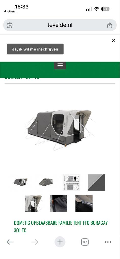 Dometic Boracay 301 TC Opblaasbare Familietent - Zo goed als, Ophalen, Zo goed als nieuw, Tot en met 3