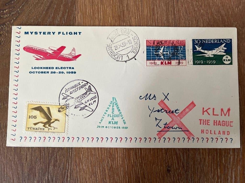 KLM Mystery Flight 1959, Postzegels en Munten, Brieven en Enveloppen | Nederland, Ophalen of Verzenden, Envelop