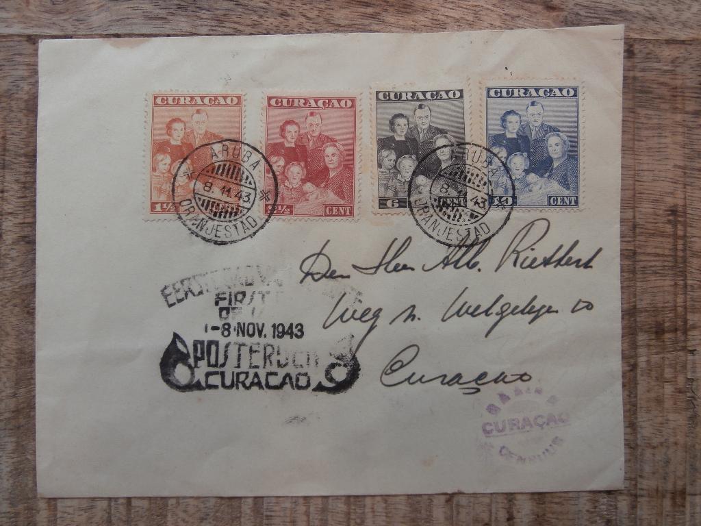 CURACAO 1943; Env. EERSTE DAG VAN UITGIFTE CENSUUR LEES, Postzegels en Munten, Postzegels | Eerstedagenveloppen, Verzenden, Beschreven