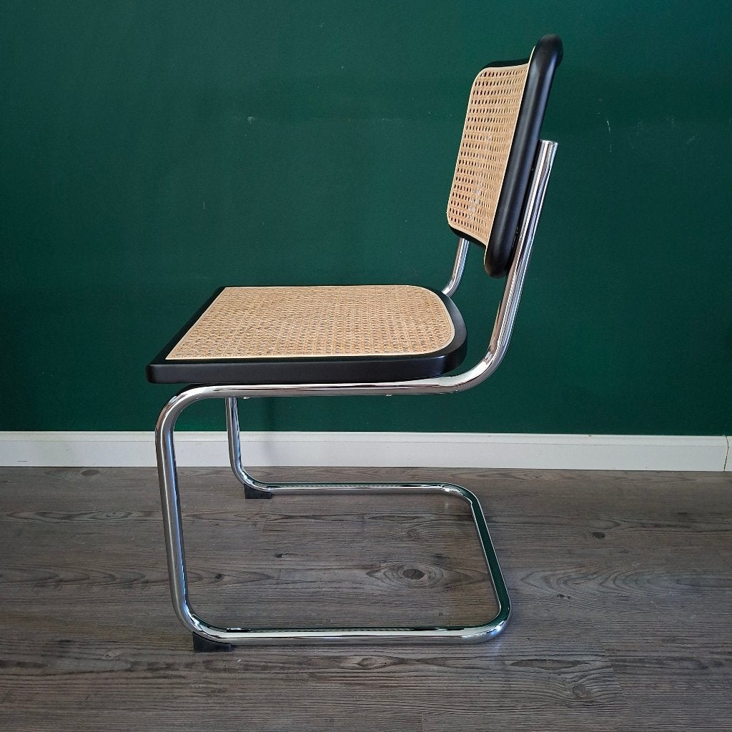 12x Thonet stijl Cesca Breuer buisframe stoel rotan webbing, Hout, Zwart, Bauhaus Japandi Scandinavisch vintage design, Nieuw