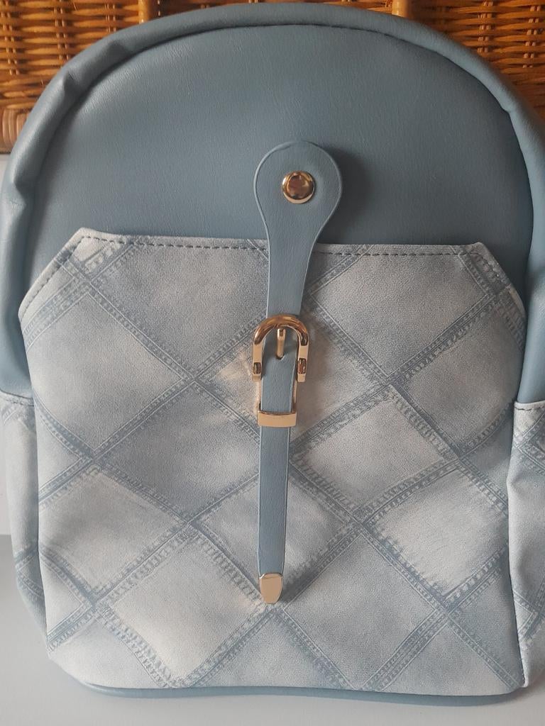 Dames tas rugtas kleine rugzak NIEUW kunstleer blauw / grijs, Ophalen of Verzenden, Nieuw, Overige merken