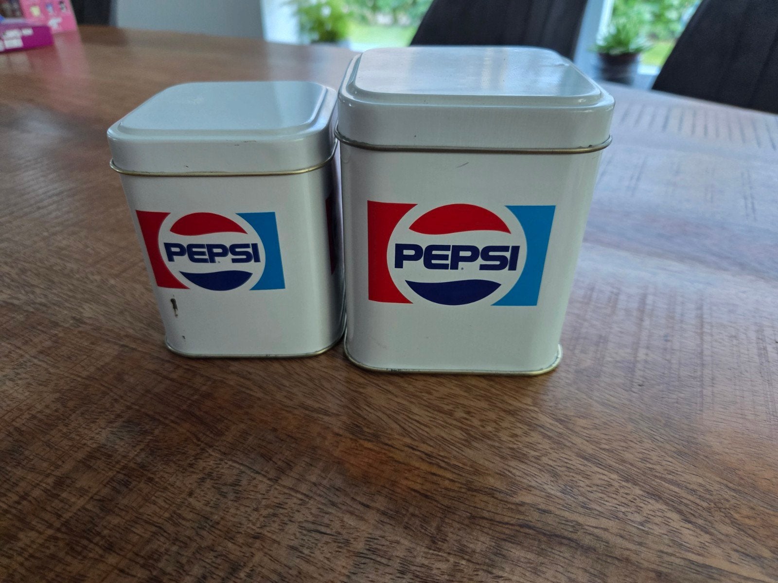 Vintage Pepsi blikken uit de jaren '70/'80 - Set van 2, Verzamelen, Ophalen of Verzenden, Zo goed als nieuw, Overige, Overige merken