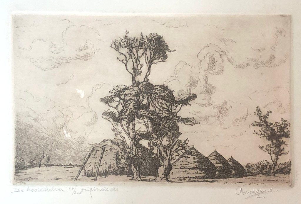 Cornelis Marinus (Cor) van der Woerd (1901–1994) Ets (droge, Antiek en Kunst, Ophalen of Verzenden
