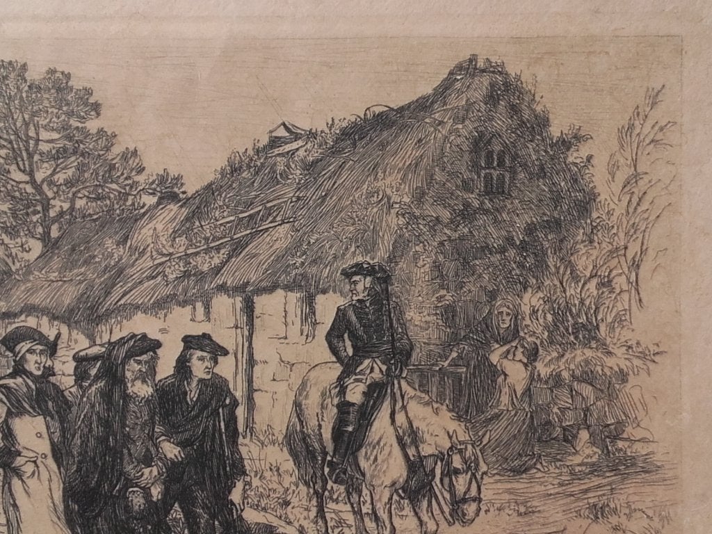 Antieke Engelse oorlog ets door William Brasse Hole uit 1882, 1800 - 1899, Ets, Militair, Ophalen of Verzenden