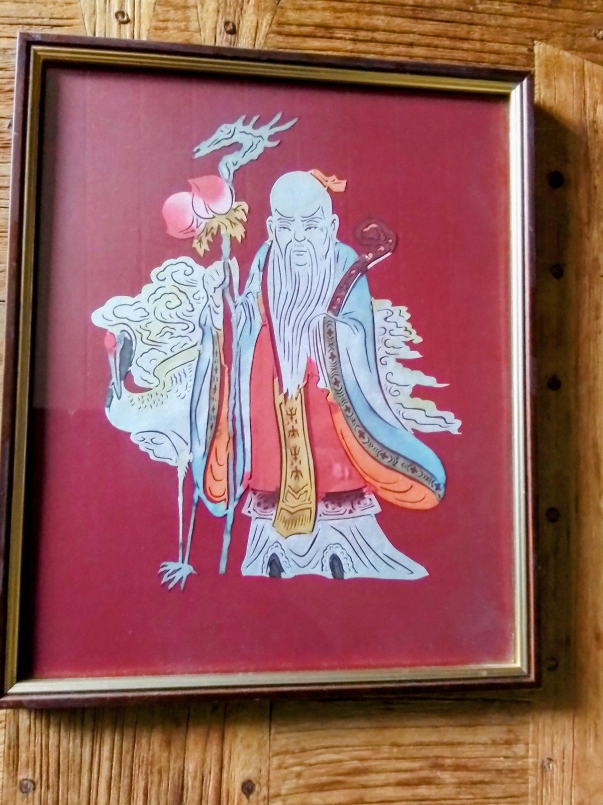 Ingelijste Chinese papiersnijkunst ., Ophalen of Verzenden
