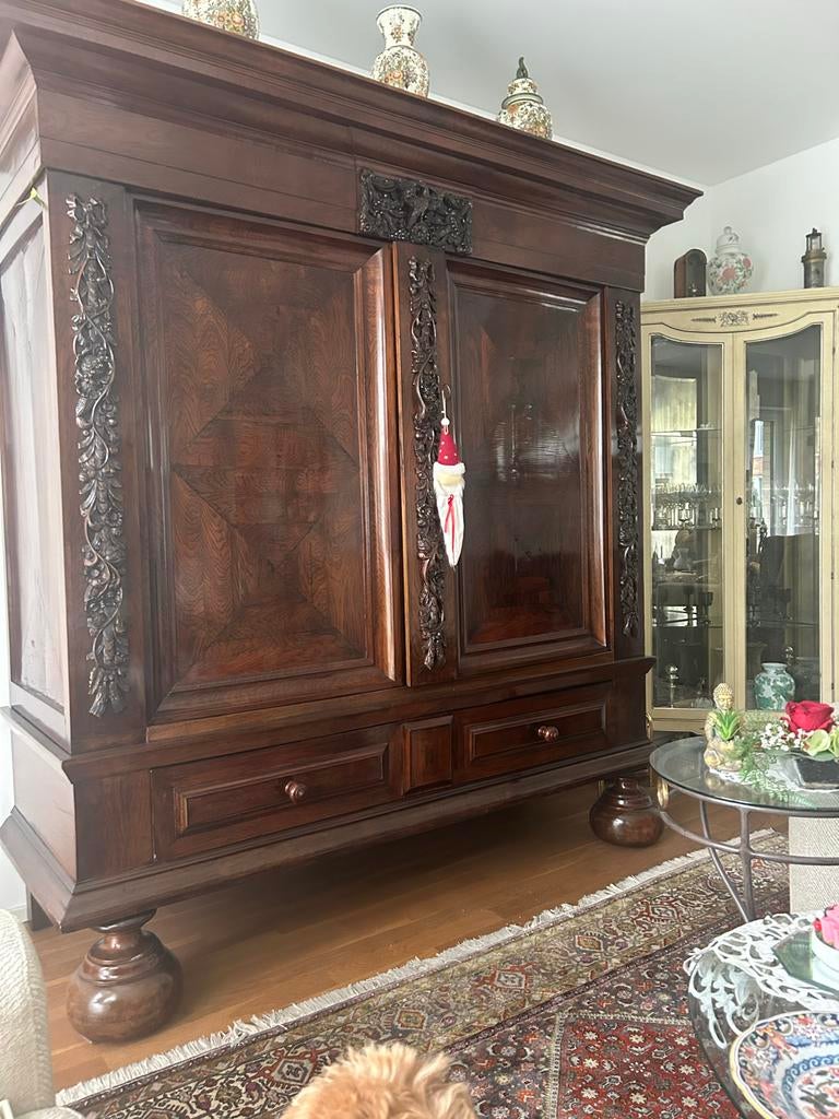 Antieke Palissander Pastoorskast met Ranken, Antiek en Kunst, Ophalen
