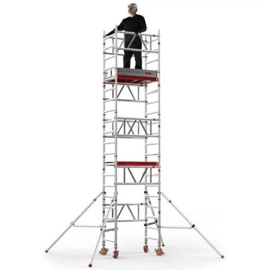 Te huur: kleine, smalle Steiger, kan tot 8,20 m werkhoogte, Ophalen, Zo goed als nieuw, Rolsteiger of Kamersteiger, 5 meter of hoger
