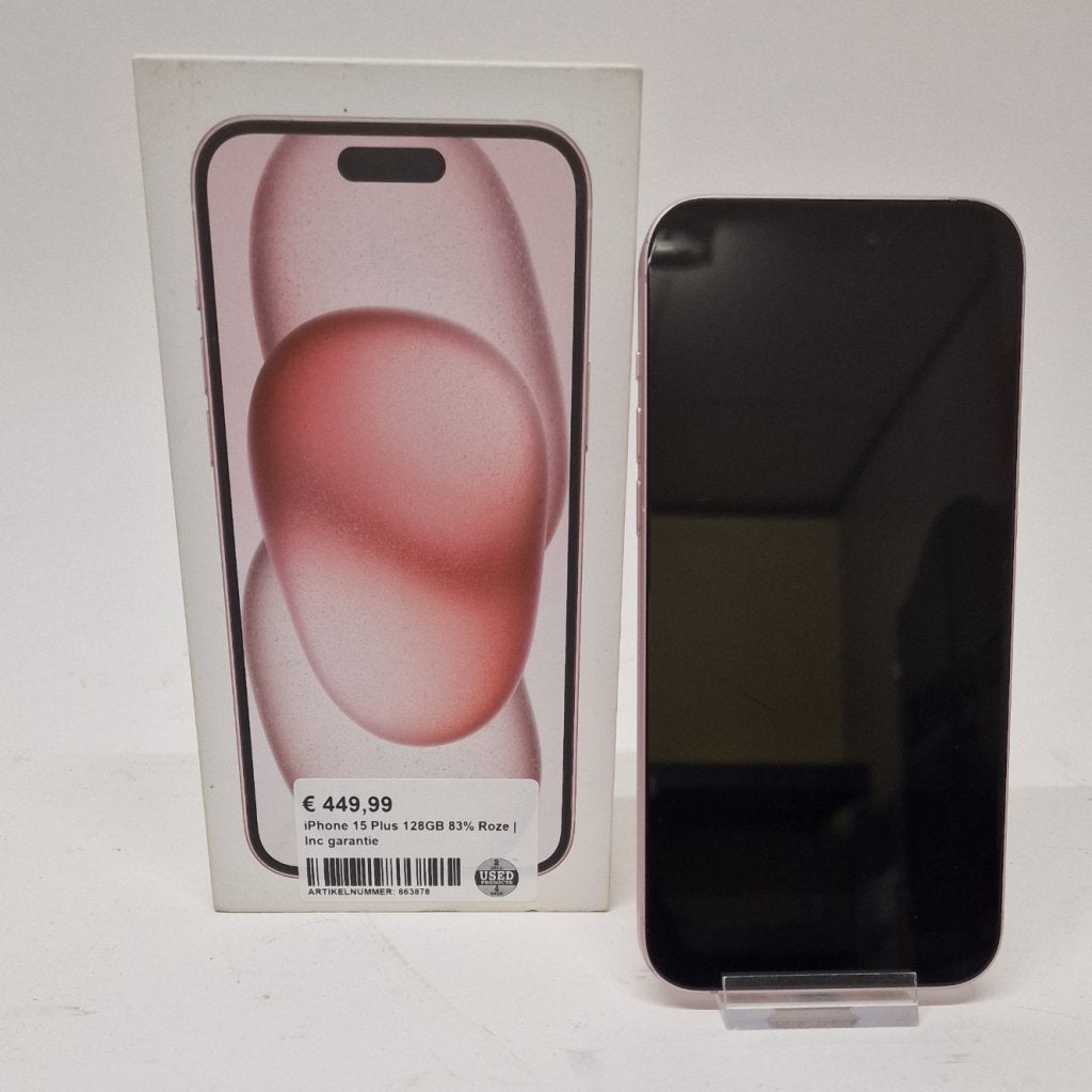 iPhone 15 Plus 128GB 86% Roze | Inc garantie, Apple, Zo goed als nieuw, Support@apple.com, One Apple Park Way
Cupertino, CA 95014
United States