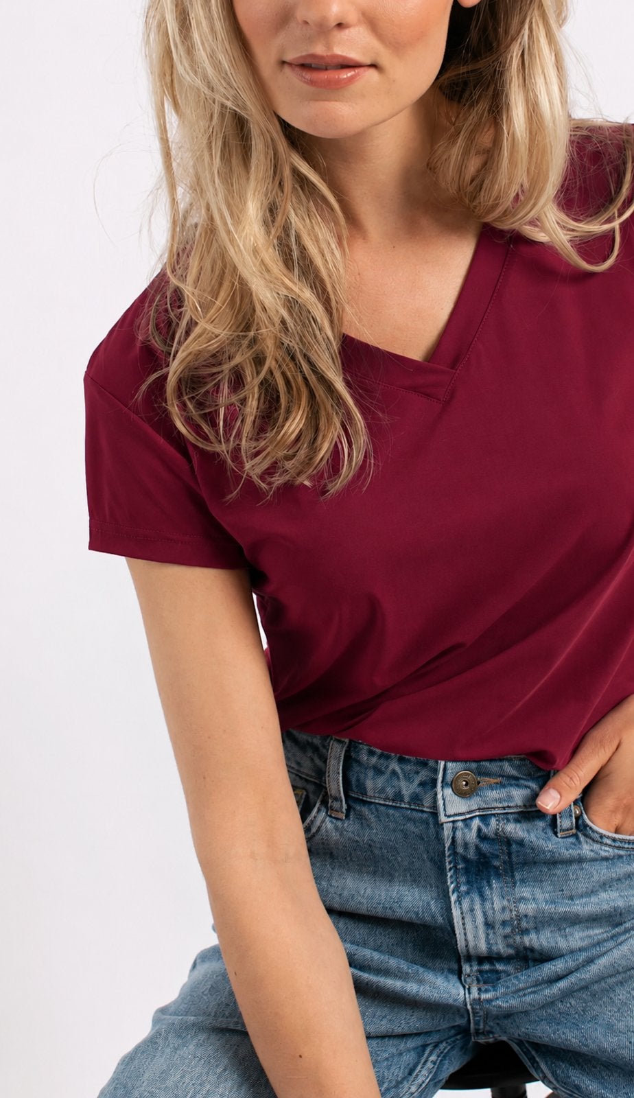 Studio anneloes roller shirt XXL bordeaux rood, Maat 46/48 (XL) of groter, Ophalen of Verzenden, Zo goed als nieuw, Korte mouw