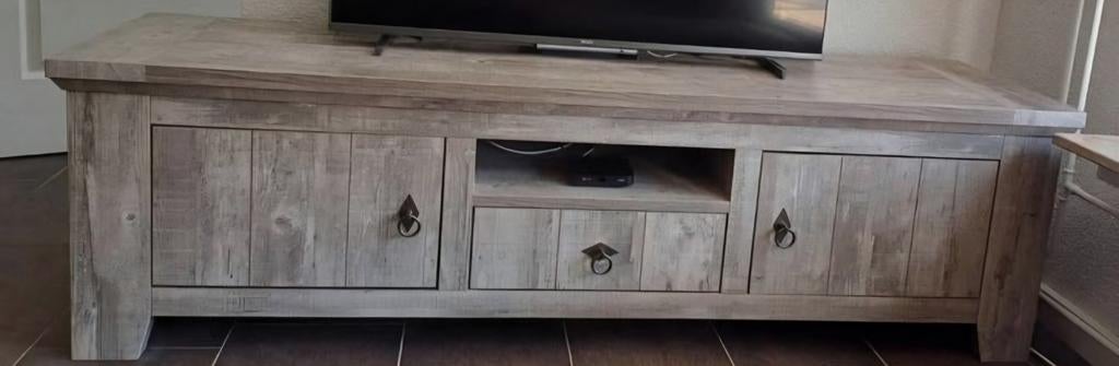 Grijze lamulux meubelset: hoge kast, tv kast, 2x tafel, Ophalen