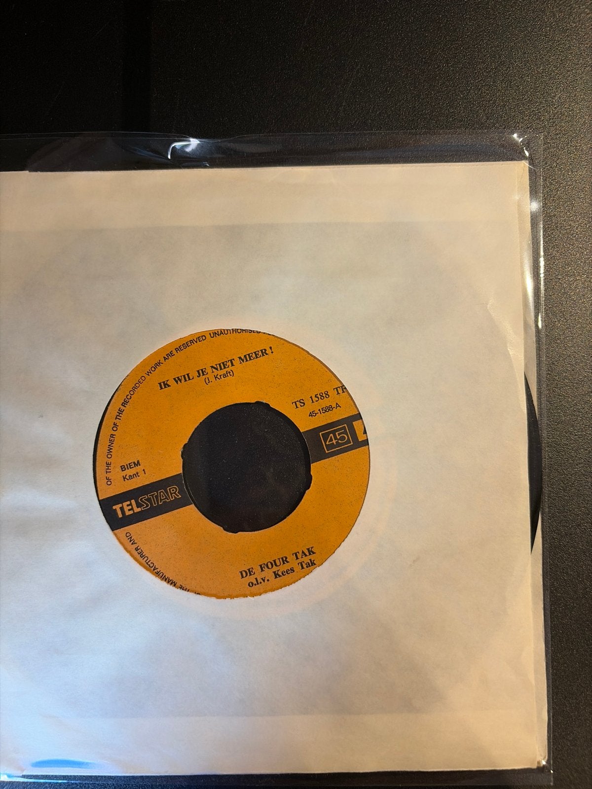 De Four Tak - Ik Wil Je Niet Meer! (Telstar 1967) 7 inch vin, Gebruikt, 7 inch, Ophalen of Verzenden, EP