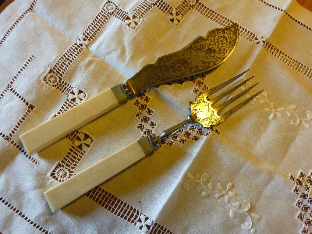 antiek visbestek, Antiek en Kunst, Ophalen of Verzenden