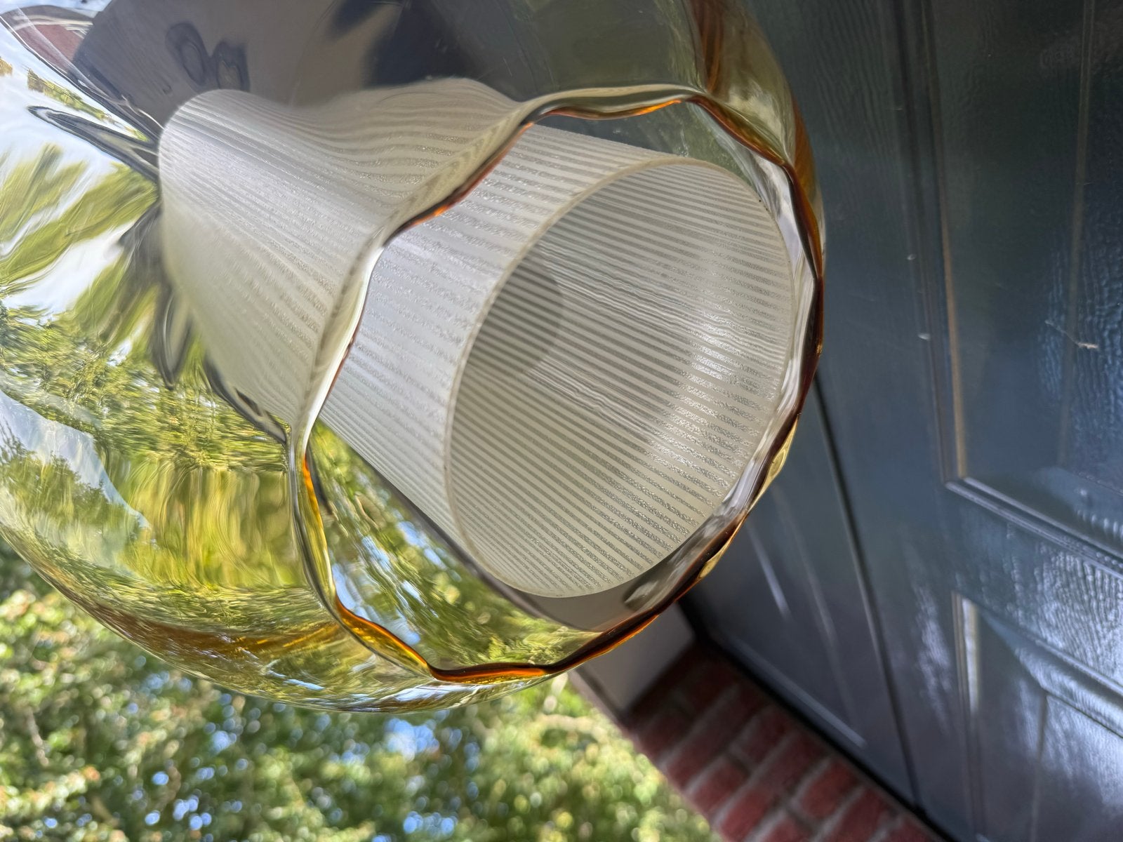 Vintage Murano glazen hanglamp - Amberkleurig, Ophalen of Verzenden