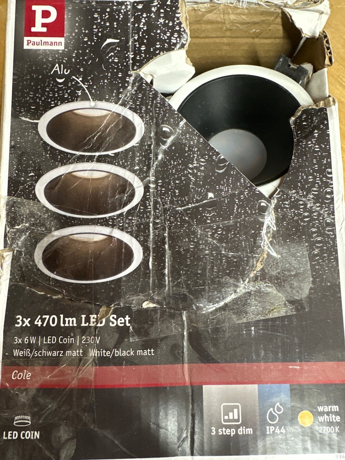 Paulmann LED Inbouwspot Set 4x 6W 470lm Warm Wit IP44, Metaal, Wit, Ophalen of Verzenden, Dimbaar