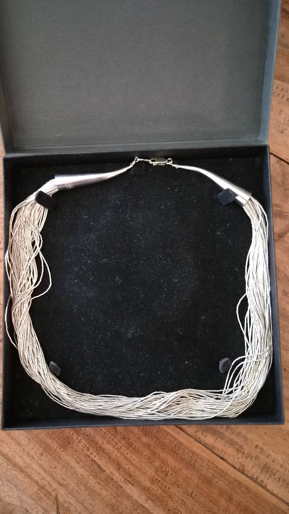 Navajo 50 strengs liquid zilveren ketting, Ophalen of Verzenden, Zilver, Ketting