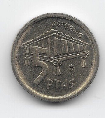 Spanje 5 pesetas 1995 "Asturias" KM# 946, Verzenden, Overige landen, Losse munt