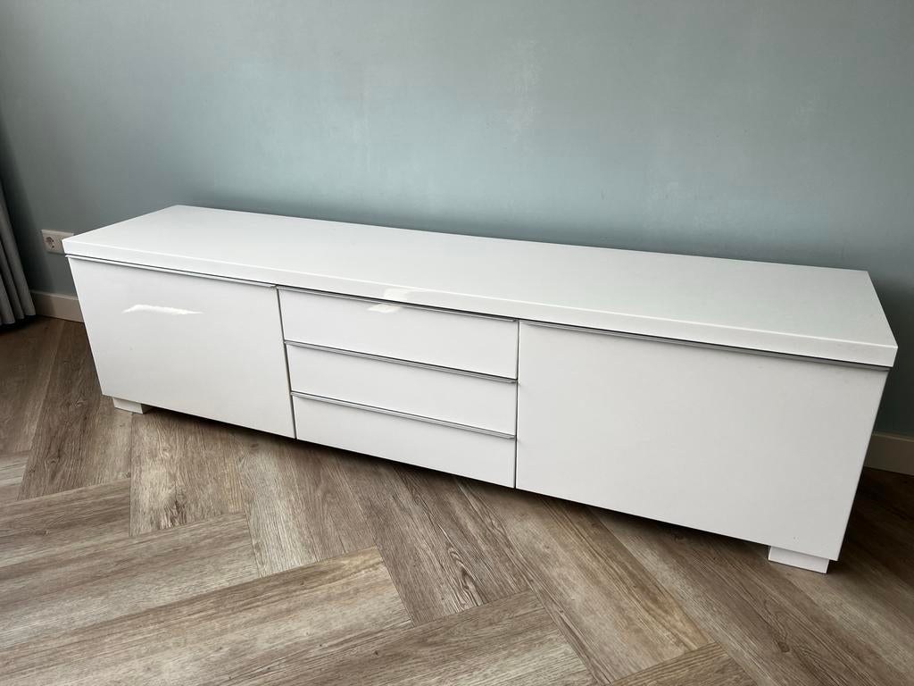 IKEA BESTÅ BURS TV-kast wit hoogglans, Huis en Inrichting, Ophalen, Overige materialen, Gebruikt, 150 tot 200 cm