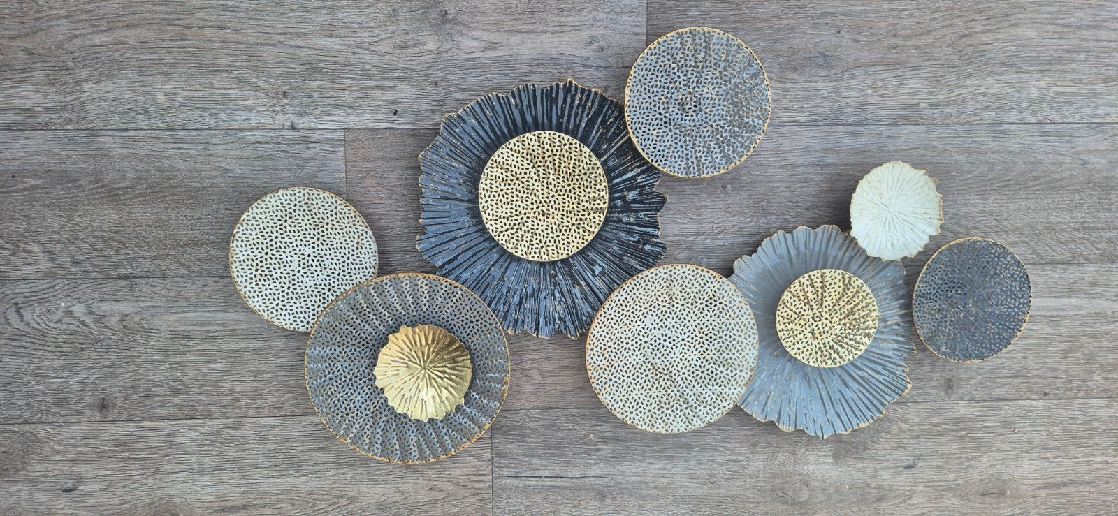 Set van 7 decoratieve wandcirkels - Metaal, Ophalen, Metaal, Meerkleurig, Nieuw