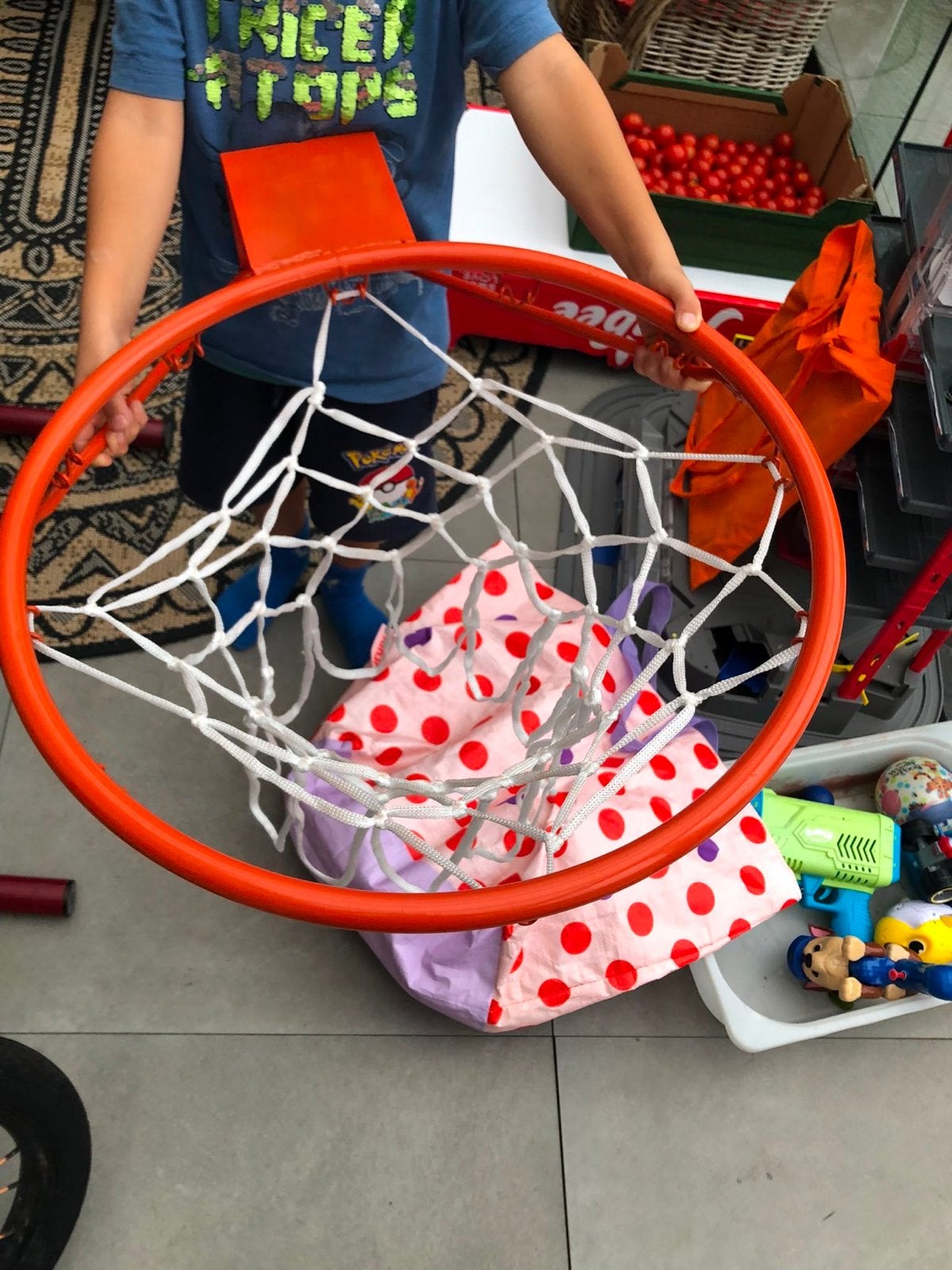 Basketbalring met net incl. bevestigingmateriaal, Ophalen of Verzenden, Gebruikt, Ring, Bord of Paal