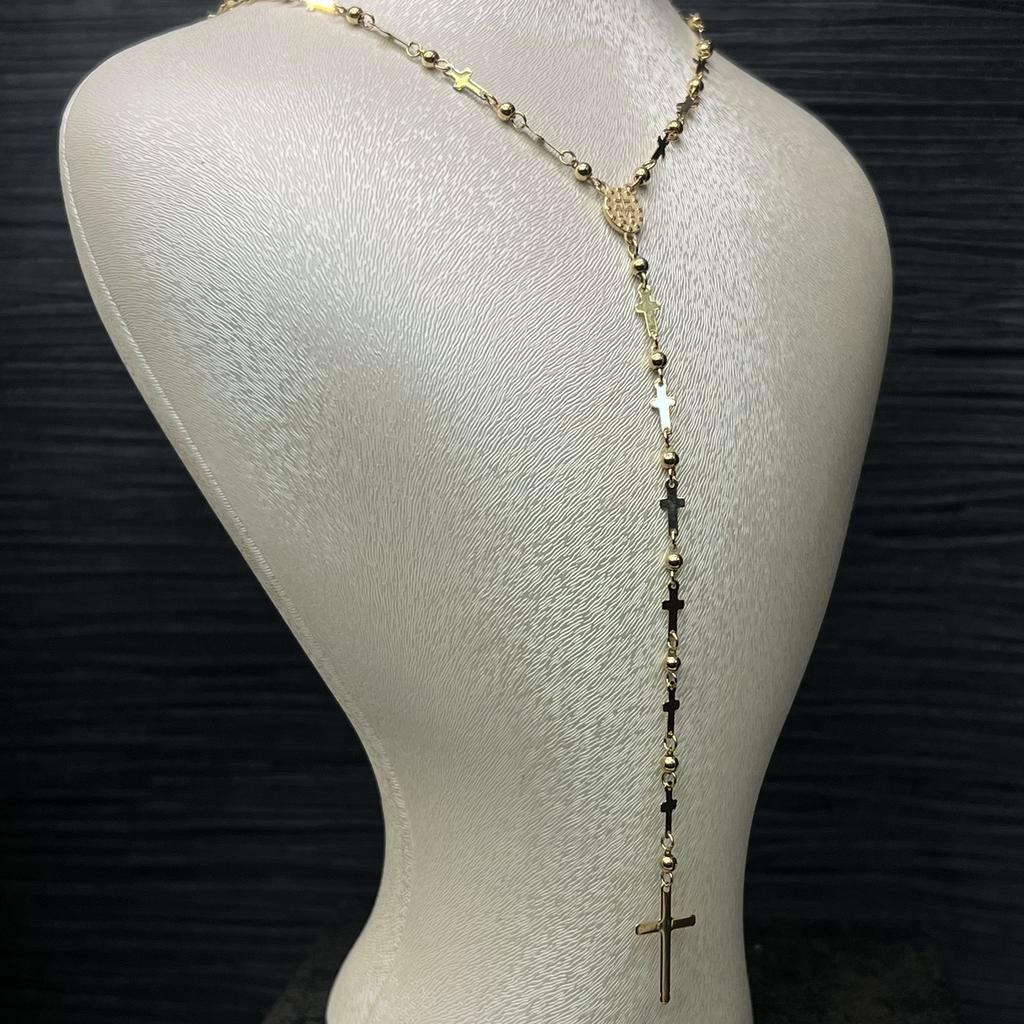 14k gouden rozenkrans ketting kruis schakel, Sieraden, Tassen en Uiterlijk, Kettingen, Ophalen of Verzenden, Nieuw, Goud