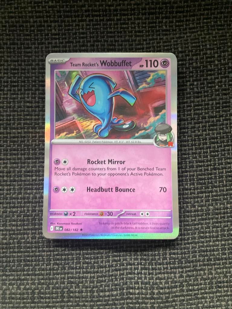 Team Rocket's Wobbuffet Pokémon Kaart (Foil), Ophalen of Verzenden, Zo goed als nieuw, Losse kaart, Foil