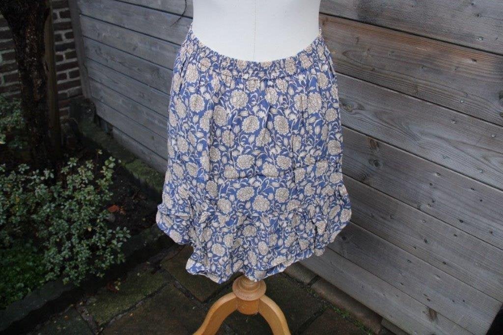 Rok blauw/ beige By Bar mt S Vaste prijs AANBIEDING, Blauw, Ophalen of Verzenden, Zo goed als nieuw, Knielengte