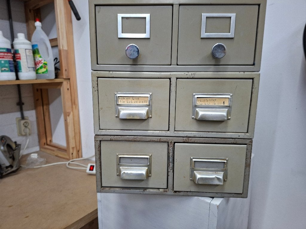 vintage metalen industriële ladekast, Gebruikt, 3 of 4 laden, Minder dan 100 cm, Metaal