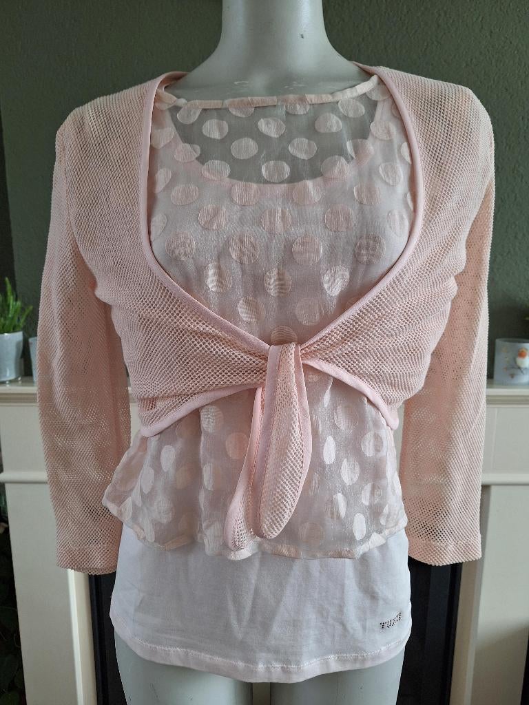 Tuzzi 3 delige set roze vest shirt en top M 38, Maat 38/40 (M), Tuzzi, Ophalen of Verzenden, Zo goed als nieuw