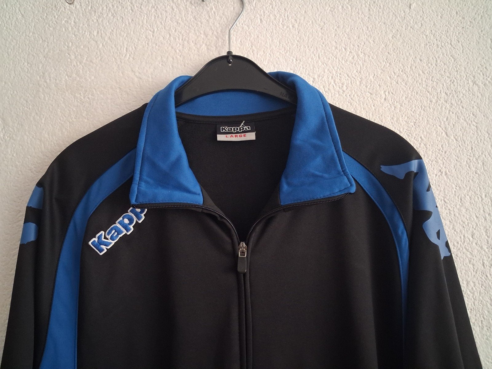 Kappa trainingsjack zwart/blauw - Maat L, Maat 52/54 (L), Kappa, Zwart, Ophalen of Verzenden