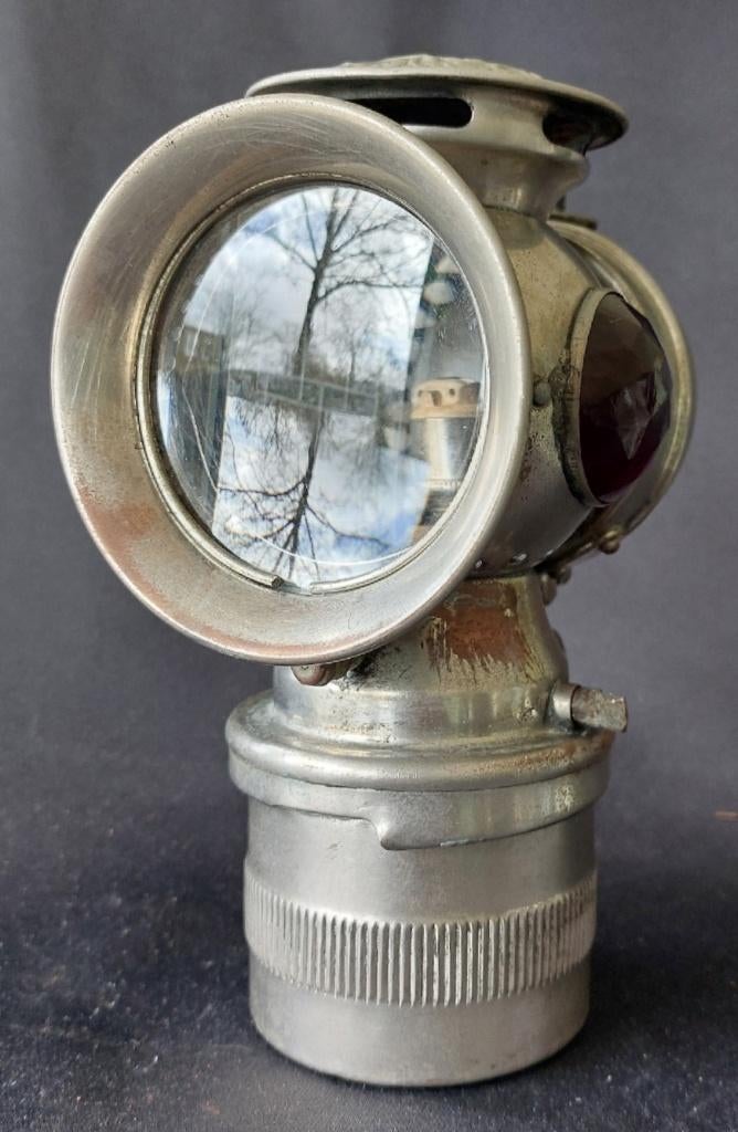 C.M. Hall “Solar” Model S – Carbid Fietslamp (ca. 1900–1915), Ophalen of Verzenden