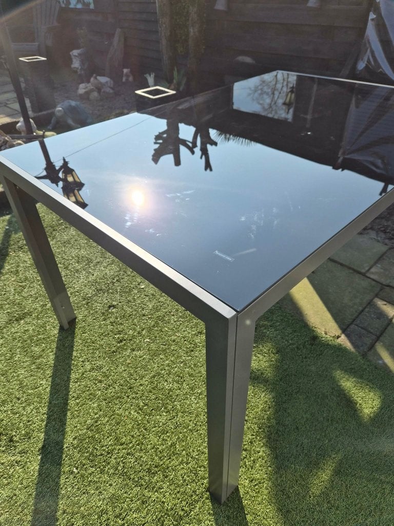 Glazen tuintafel, Tuin en Terras, Tuintafels, Ophalen, Rechthoekig
