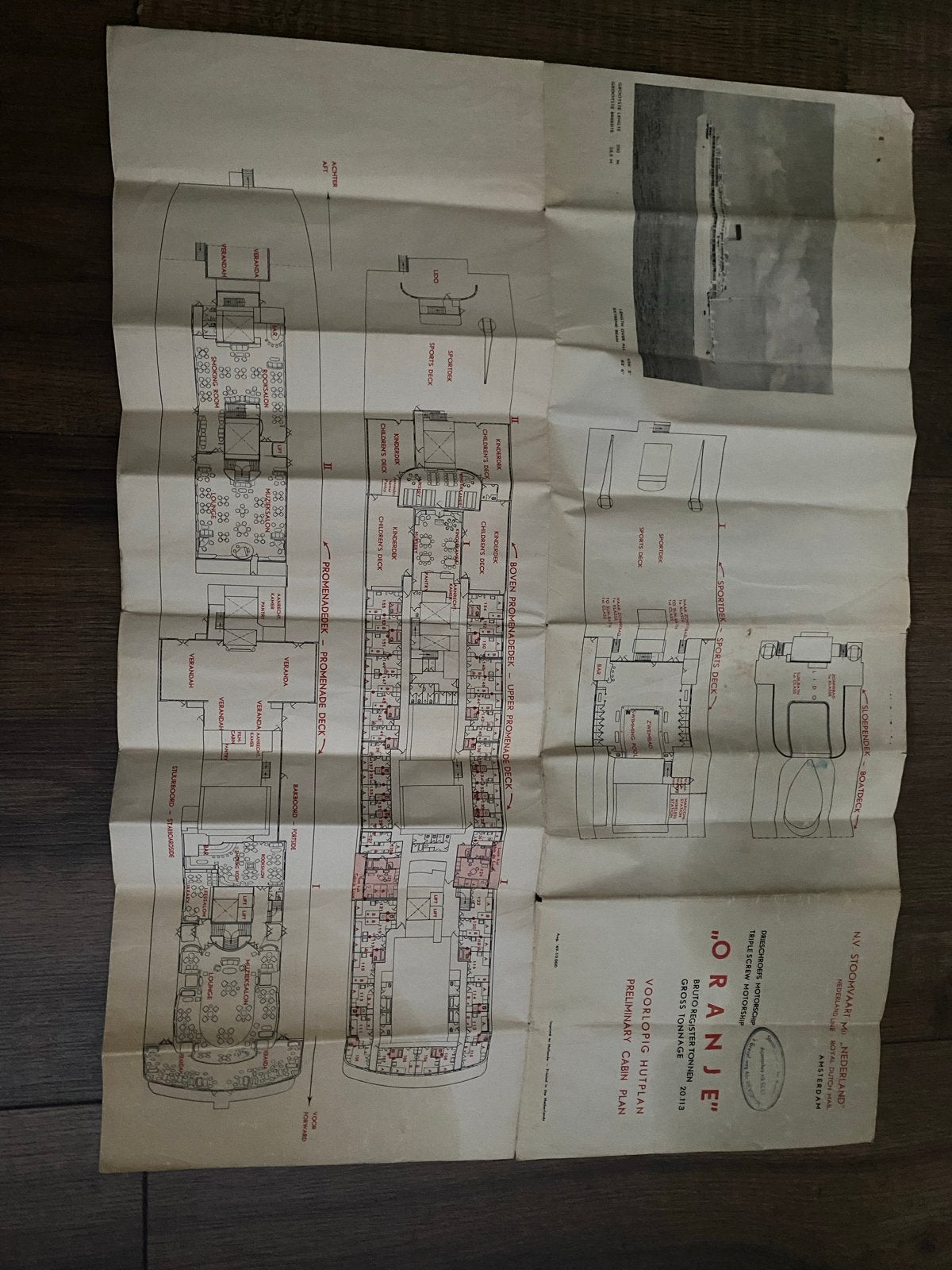 Oranje Stoomvaart Voorlopig Hutplan - Origineel, Ophalen of Verzenden, Gebruikt, Kaart, Foto of Prent