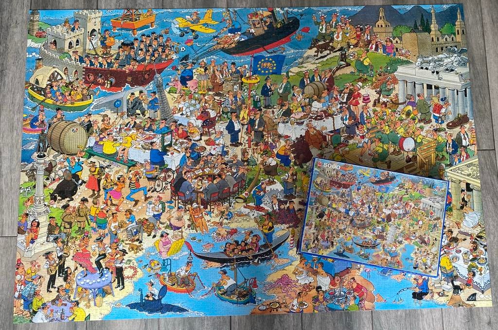 Jan van Haasteren Verenigd Europa 5000 st COMPLEET no. 1783, Ophalen of Verzenden, Meer dan 1500 stukjes, Zo goed als nieuw, Legpuzzel