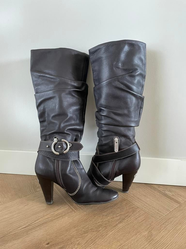 Bruine vintage Bally laarzen - maat 38, Kleding | Dames, Schoenen, Hoge laarzen, Bruin, Ophalen of Verzenden, Zo goed als nieuw