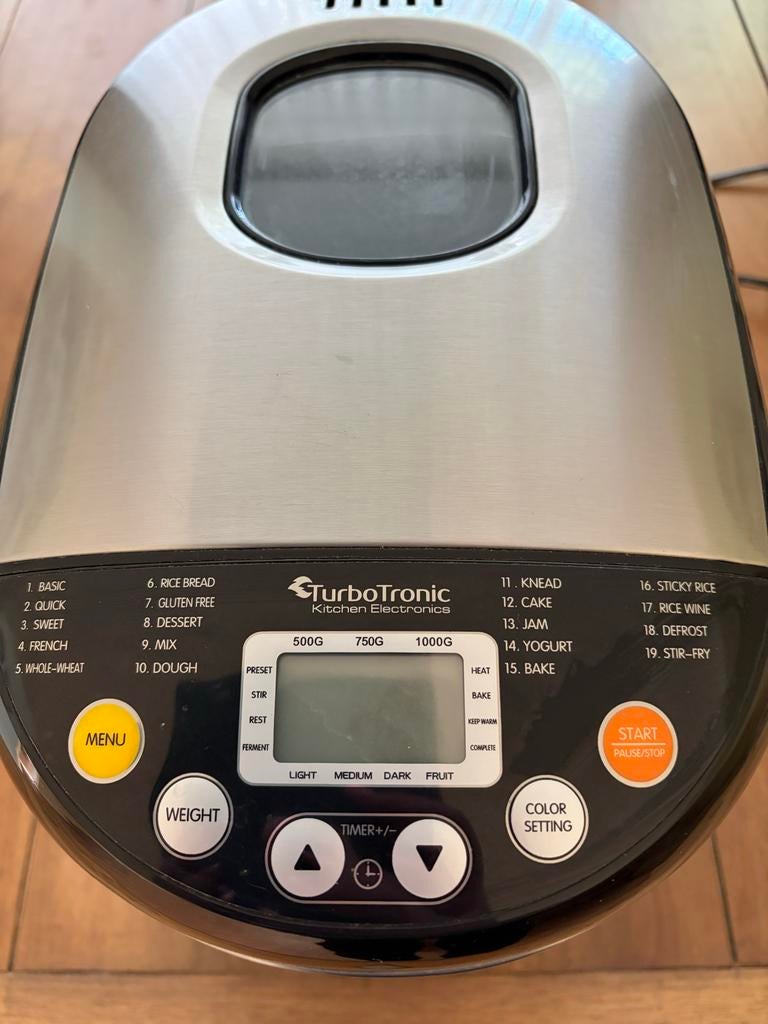 Turbotronic Broodbakmachine - Zo goed als nieuw, Witgoed en Apparatuur, Broodbakmachines, 800 tot 1200 gram deeg, Zo goed als nieuw