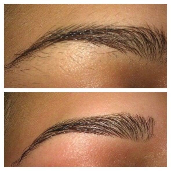 Wenkbrauwen epileren met touw. Threading, Ophalen