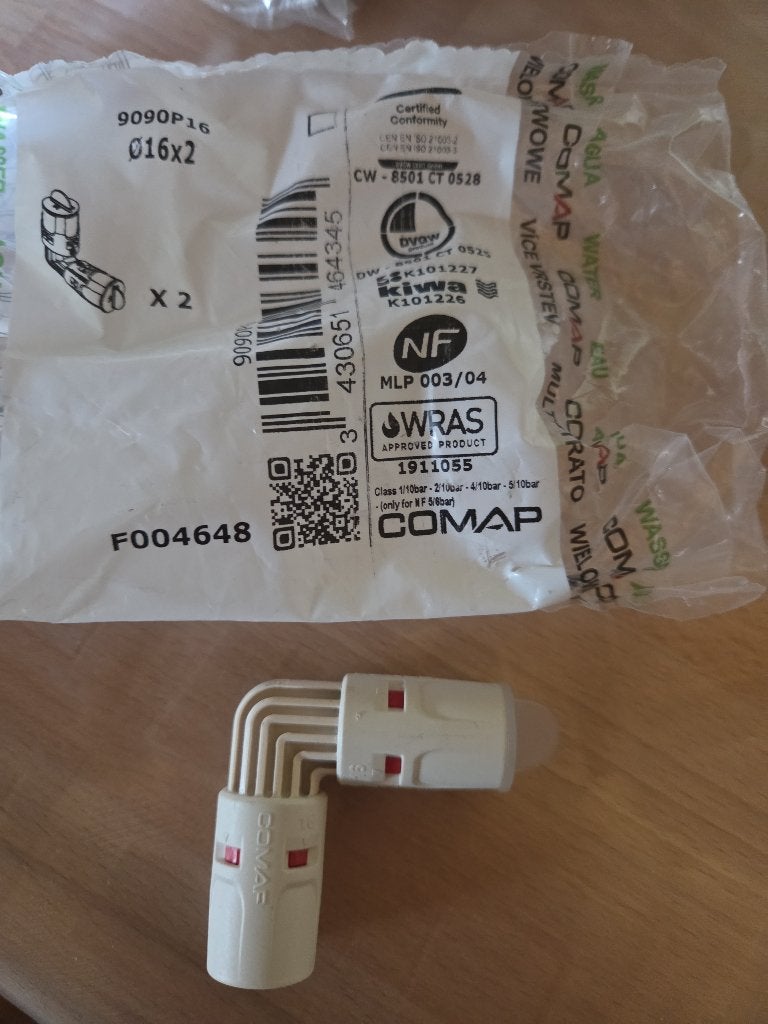 Comap muliskin kniekoppeling 16mm, Doe-het-zelf en Verbouw, Buizen en Afvoer, Overige materialen, Minder dan 20 mm, Overige typen