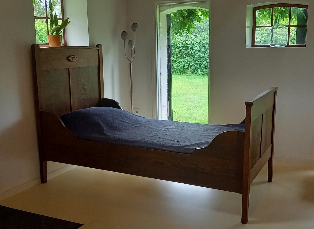 Mooi antiek houten bed, Huis en Inrichting, Slaapkamer | Bedden, Ophalen, Gebruikt, 90 cm, Eenpersoons
