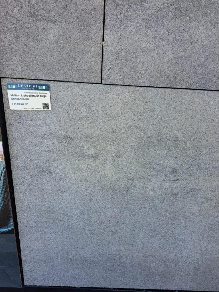 Partij van 12m2 lichtgrijze moderne tegels (beton) 60 x 60cm, Ophalen, Nieuw, 10 m² of meer, Beton