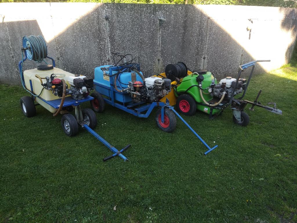 3 motorvatspuiten (Unigreen, Comtu, MM, Honda motoren, etc.), Ophalen, Gebruikt, MM, Overige soorten