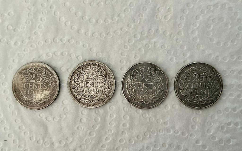 25 cent munten Wilhelmina, Postzegels en Munten, Munten | Nederland, Ophalen, Koningin Wilhelmina, 25 cent