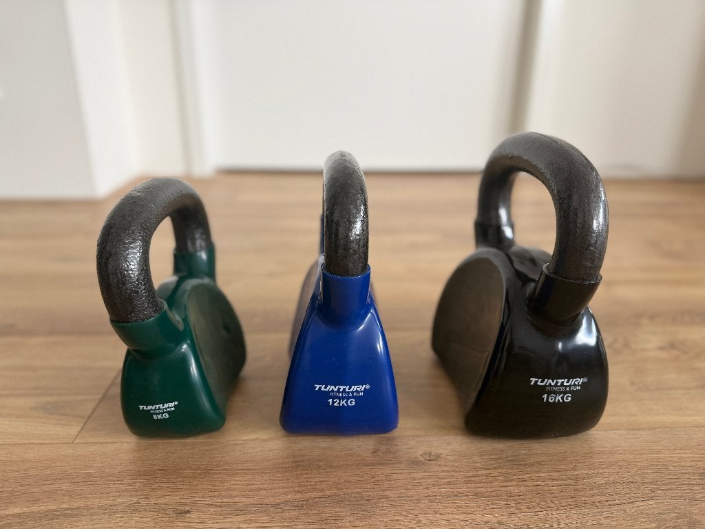 Tunturi Kettlebell set (8, 12 en 16 KG), Sport en Fitness, Fitnessmaterialen, Ophalen, Zo goed als nieuw, Benen, Kettlebell