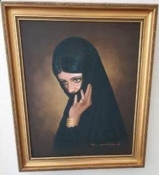 Oosterse schoonheid gesluierd naar Ivan Pili schilderij, Antiek en Kunst, Kunst | Schilderijen | Klassiek, Doek, Portret of Personen