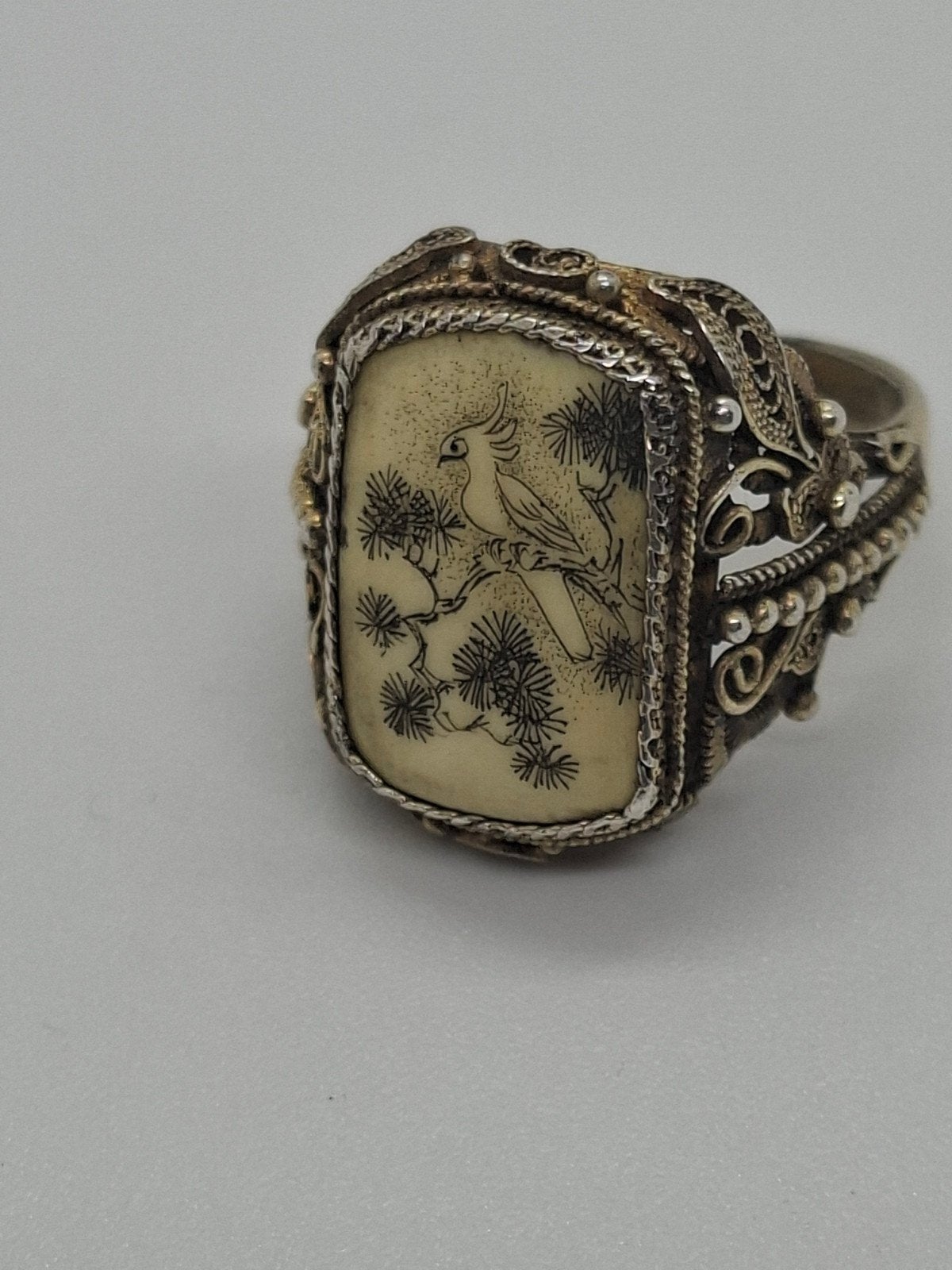 Antieke Chinese filigraan ring, verstelbaar, circa 1900, Gebruikt, Ophalen of Verzenden, 17 tot 18, Dame