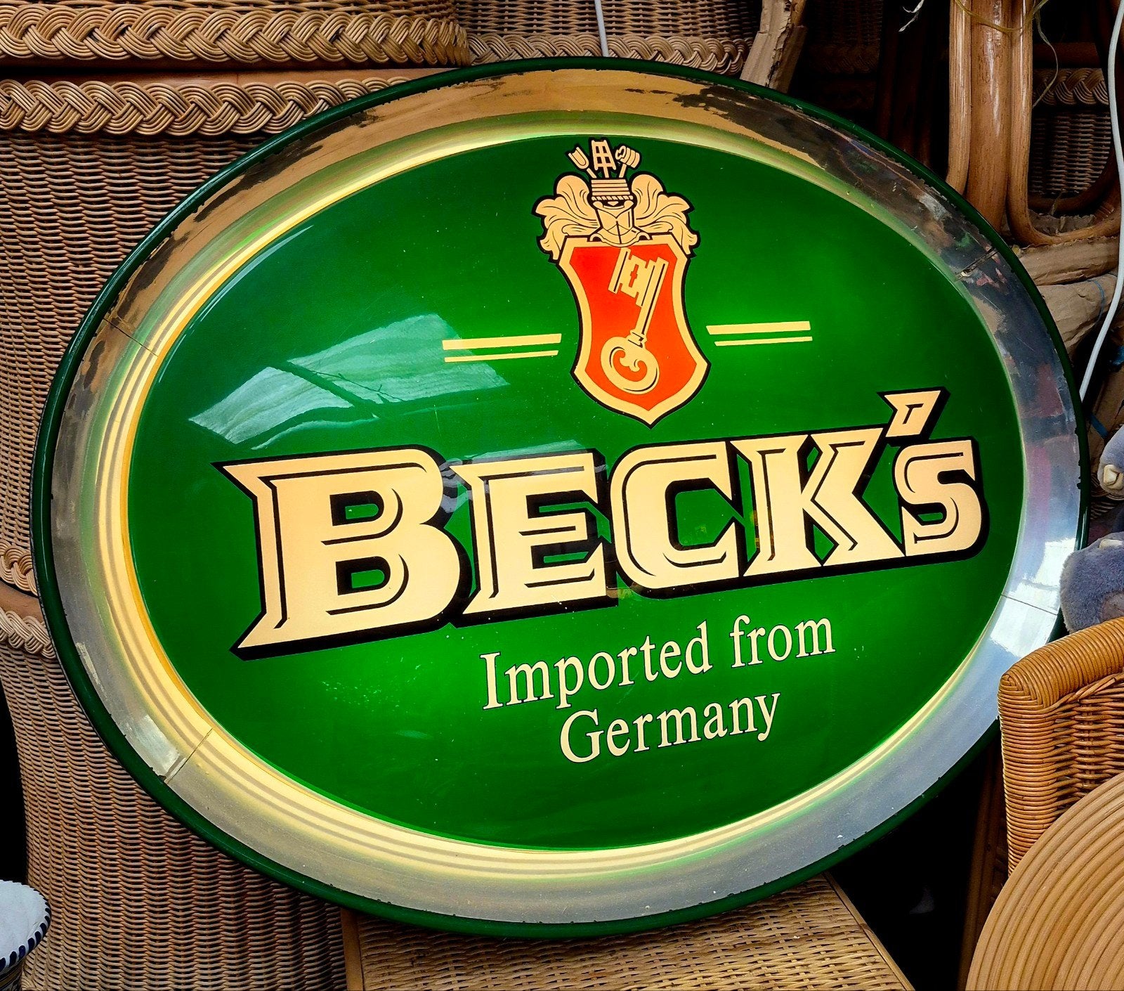 Prachtige lichtreclame, lichtbak Beck's bier, Verzamelen, Biermerken, Ophalen, Zo goed als nieuw, Reclamebord, Plaat of Schild