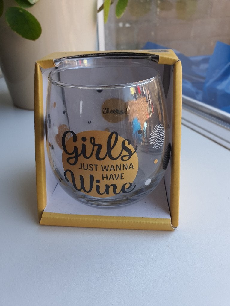 Wijnglas Girls Just Wanna Have Wine – nieuw in doos, Ophalen of Verzenden, Nieuw, Glas, Overige stijlen