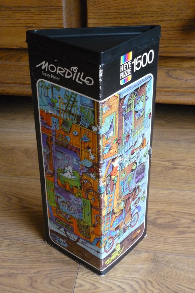 Oude Heye puzzel Mordillo '' EASY RIDER '' + Poster 1500 st., Ophalen, 500 t/m 1500 stukjes, Gebruikt, Legpuzzel
