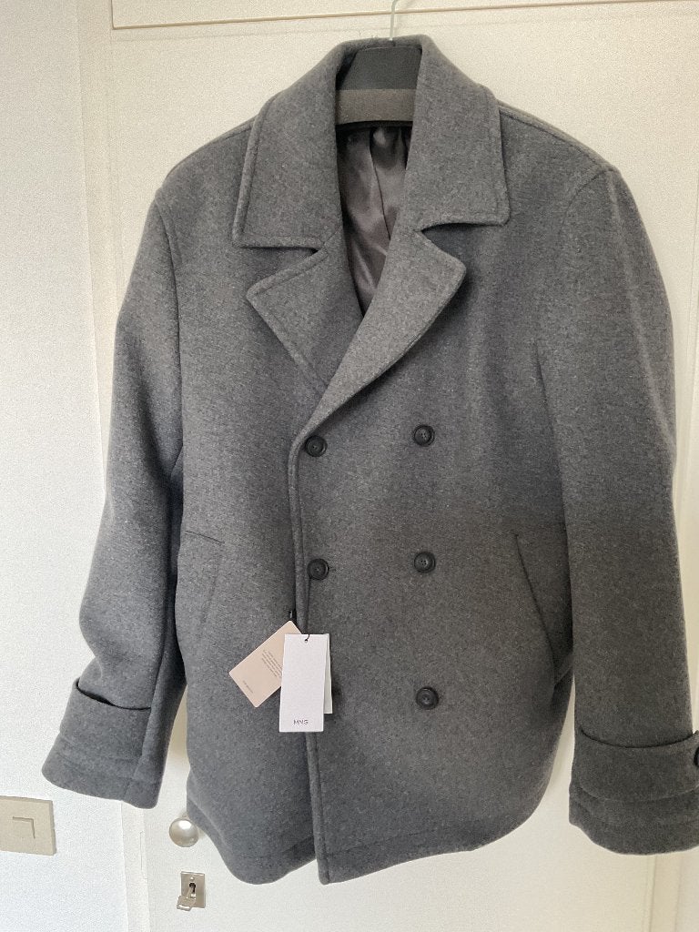 Te koop: grijze herenjas maat M., Maat 48/50 (M), Nieuw, Ophalen of Verzenden, Mango