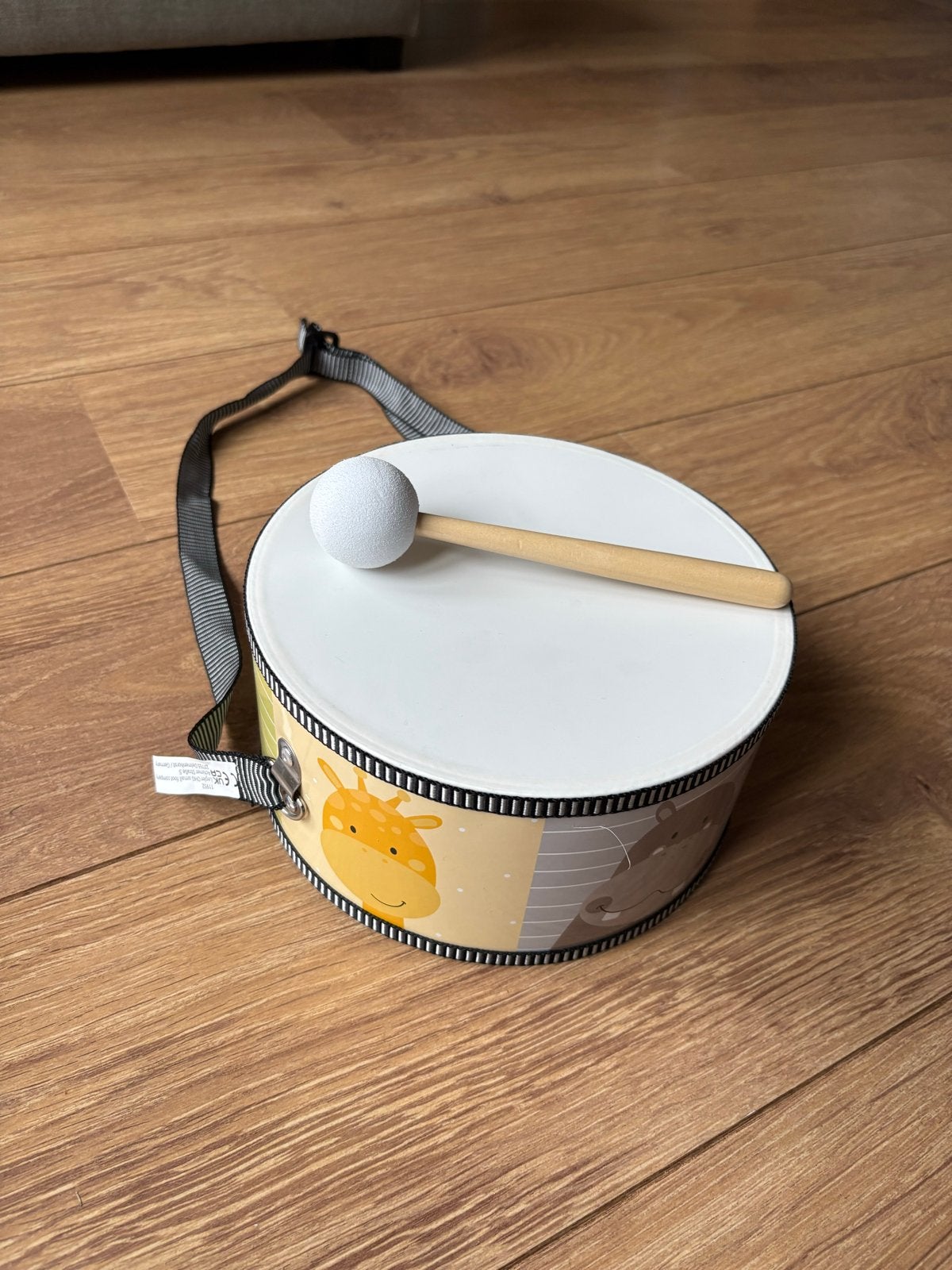 Leuke baby trommel met dierenprint en stokje, Ophalen of Verzenden, Zo goed als nieuw, Overige typen