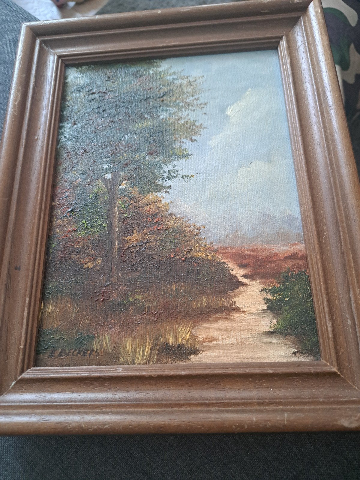 Schilderij Landschap Olieverf Gesigneerd, Doek, Origineel werk, Ophalen of Verzenden, Landschap